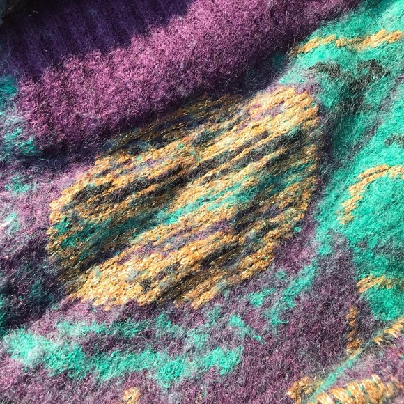 🎉2/$30 Vintage Wool Mohair Oversized Pattern Sweater Unique Design EUC - Picture 6 of 9